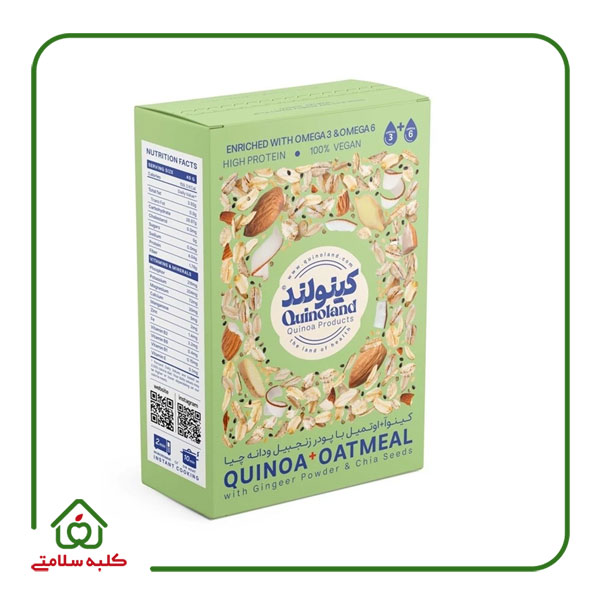 اوتمیل با پودر زنجبیل و دانه چیا کینولند