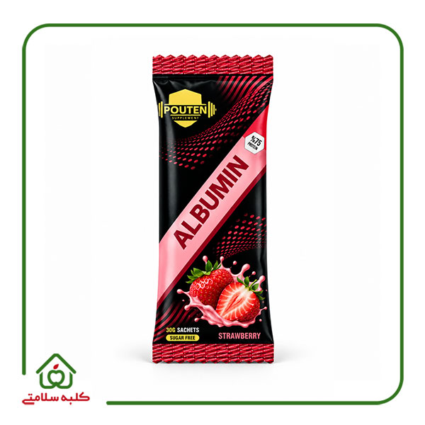 پودر سفیده تخم مرغ ساشه ای توت‌فرنگی 30 گرمی پوتن